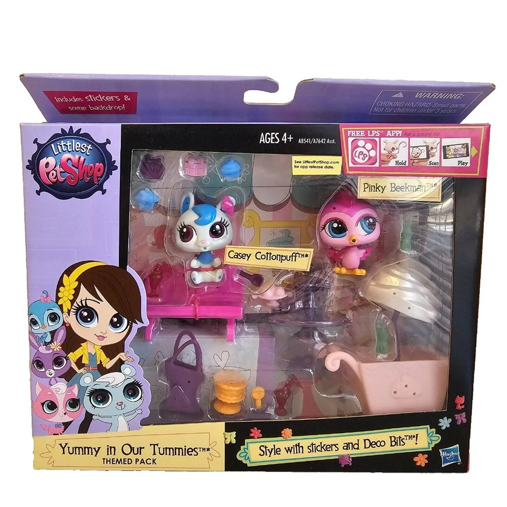 Hasbro Littlest Pet Shop Yummy In Our Tummies #3698 Pinky Beekman Bird #3699 LPS